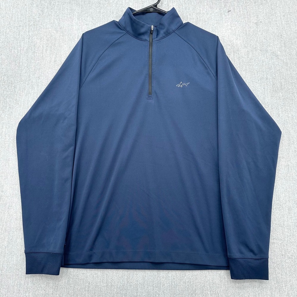 Greg Norman Pullover Mens Medium Blue Play Dry 1/4 Zip Performance Golf Sweater